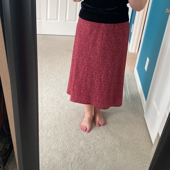 VintageBlue size 13 hi-lo red with white and black polka dots polyester skirt - Picture 8 of 13